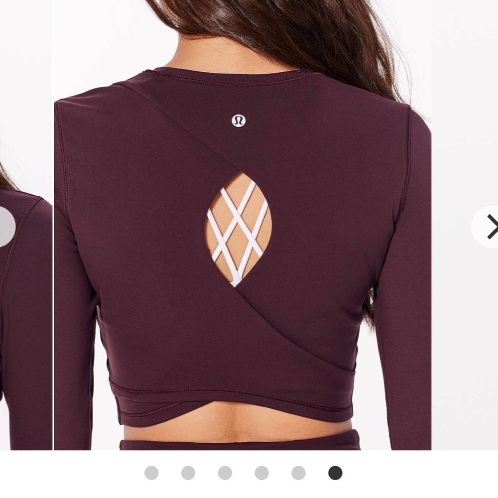Lululemon Plant to Pike Long Sleeve Top Purple Plum Size 6 Burgundy Open Back
